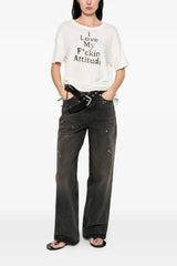 R13 Fkn Attitude Relaxed Tee - Off White