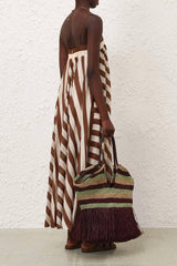 Zimmermann Daylight Stripe Maxi Dress - Choc/ Cream Stripe