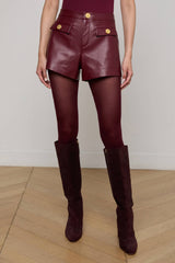 L'AGENCE Dionne Faux Leather Short - Black Cherry