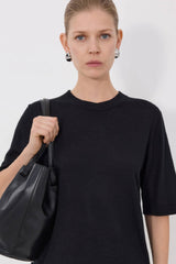 Loulou de Saison Nala Fine Short Sleeve Top - Black
