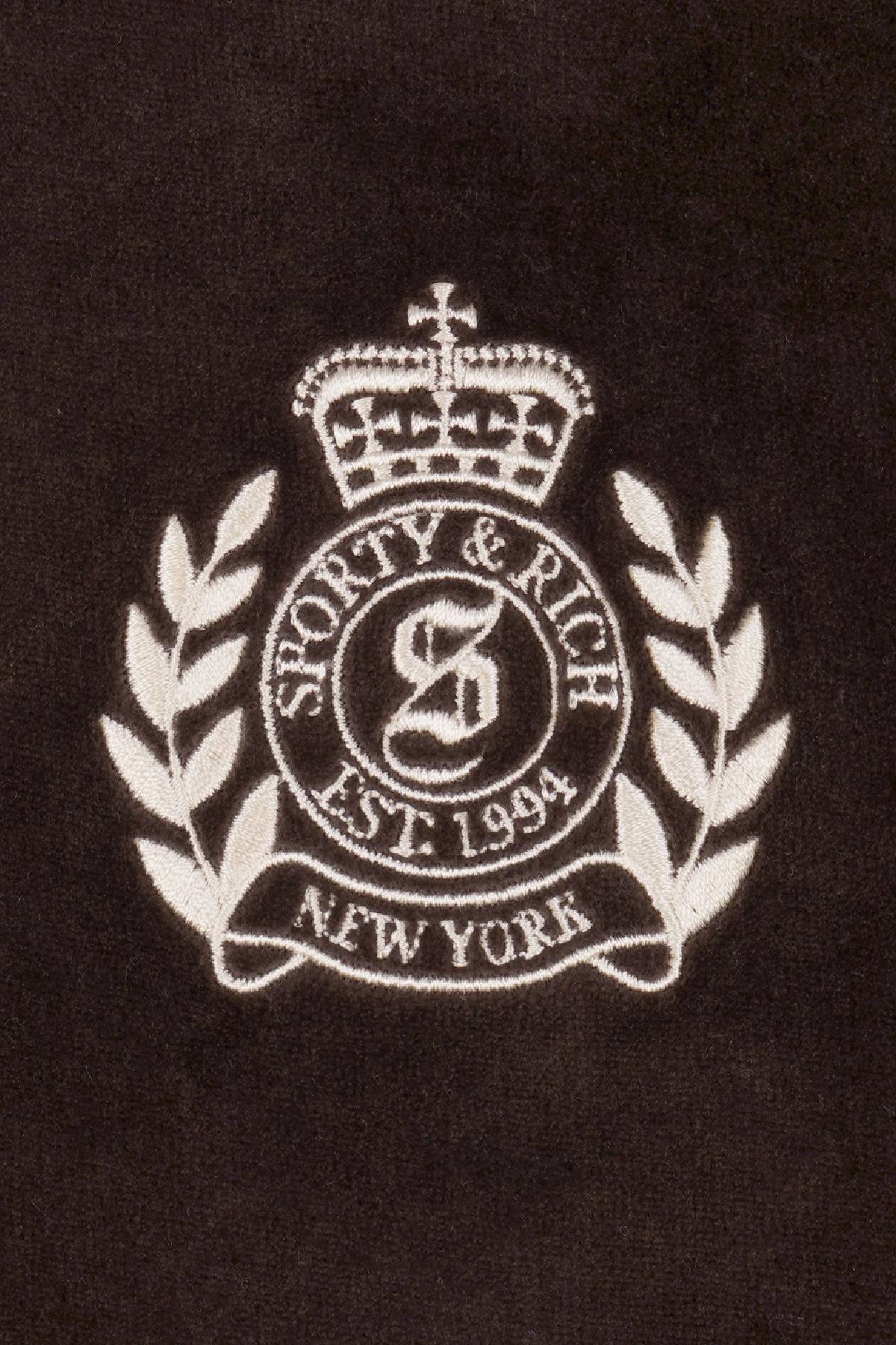 Sporty & Rich NY Crest Velour Sweatpant - Chocolate