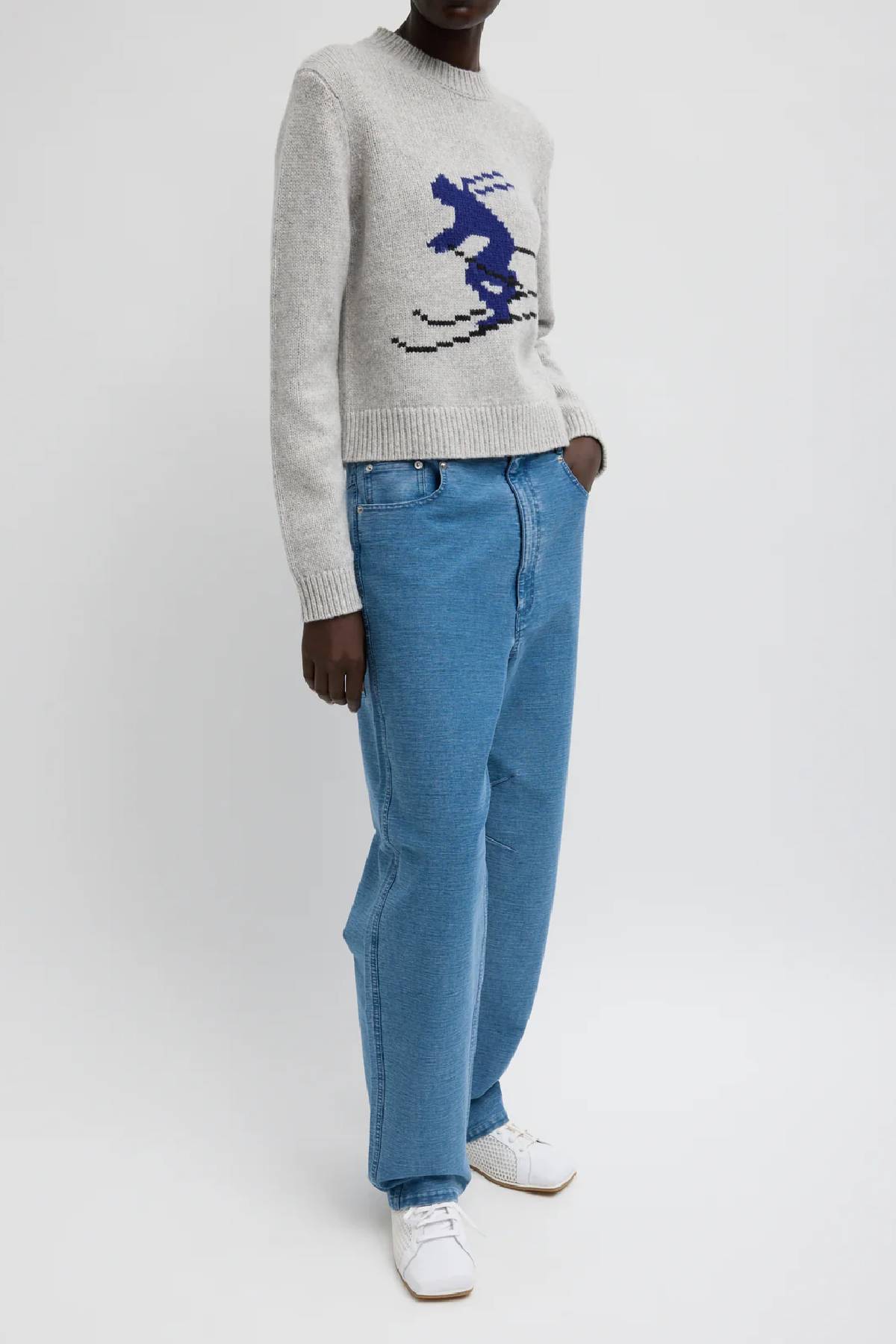 Tibi Soft Wool Ski Sweater Shrunken Sweater - Heather Grey