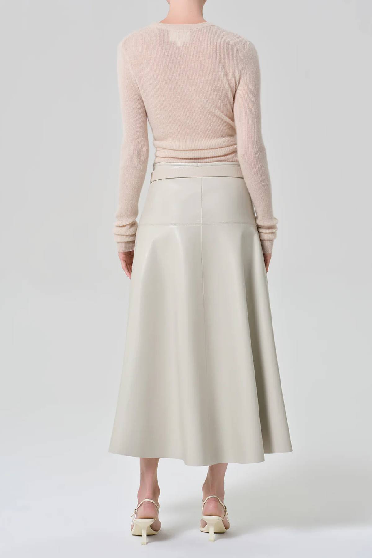 Citizens of Humanity Vita Maxi Leather Skirt - Chalk Grey