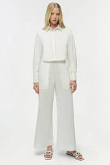 Simkhai Renata Cropped Button Down Shirt - White