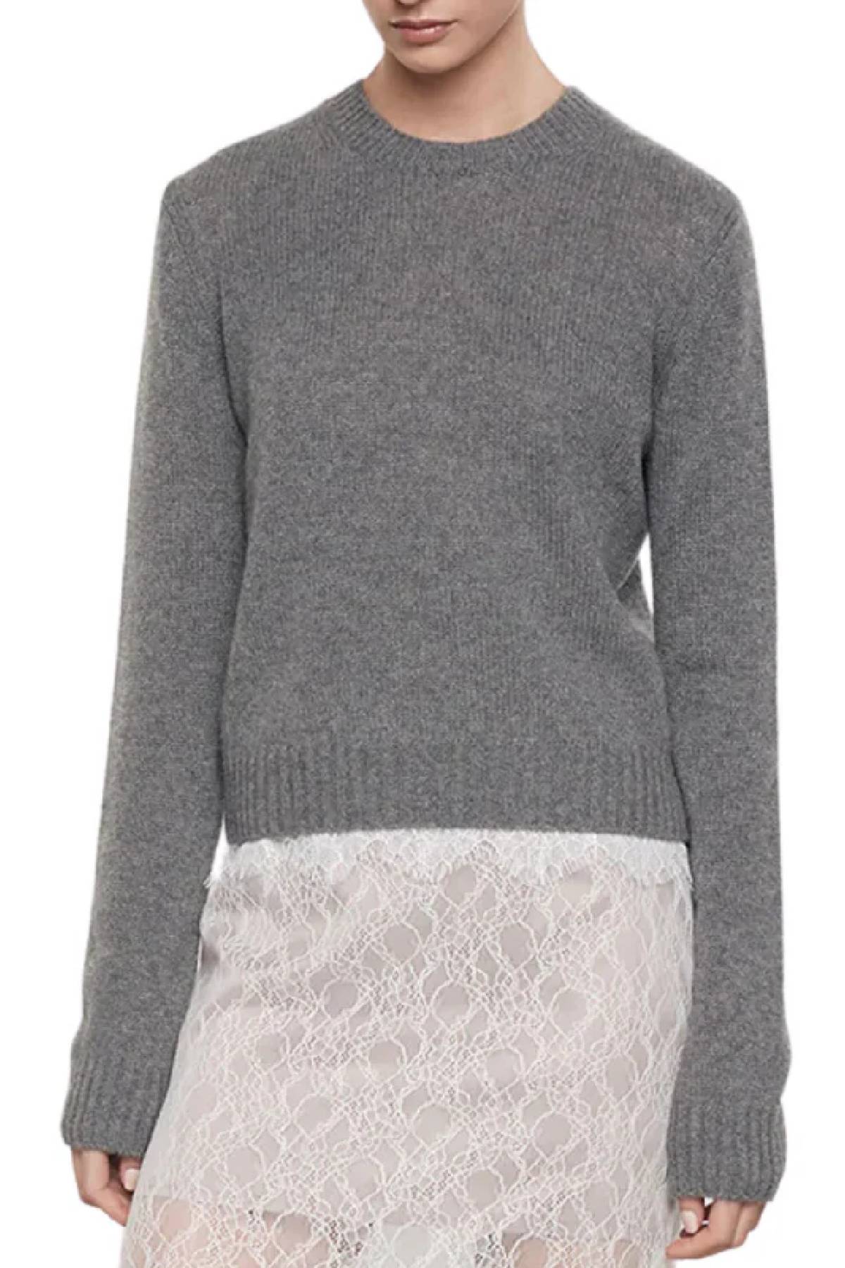 Enza Costa Cashmere Easy Long Sleeve Crew - Thunder