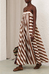 Zimmermann Daylight Stripe Maxi Dress - Choc/ Cream Stripe