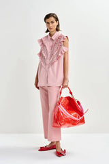 Essentiel Antwerp Cropped Flared Pants - Light Pink