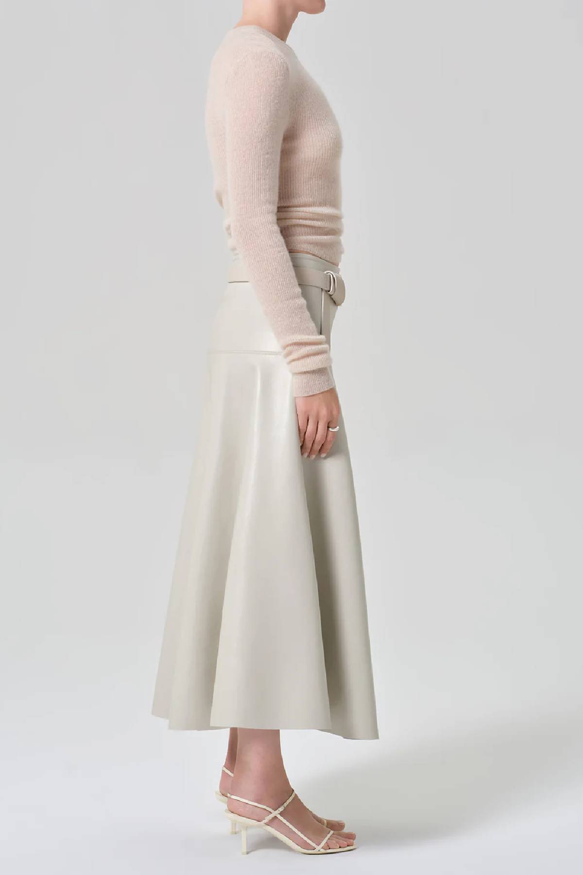Citizens of Humanity Vita Maxi Leather Skirt - Chalk Grey