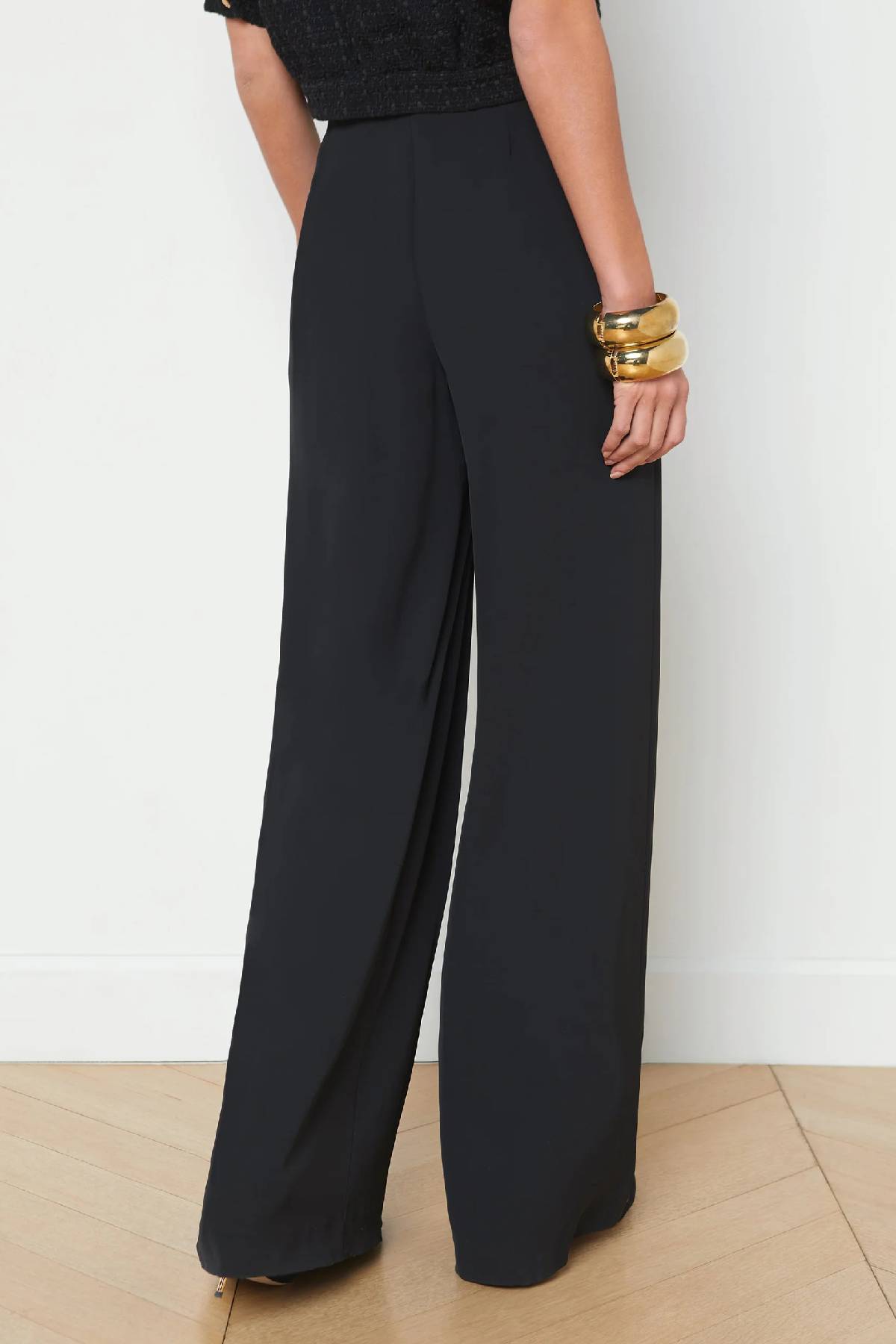 L'AGENCE Nova Pleated Wide-Leg Pant - Black