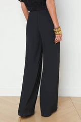 L'AGENCE Nova Pleated Wide-Leg Pant - Black