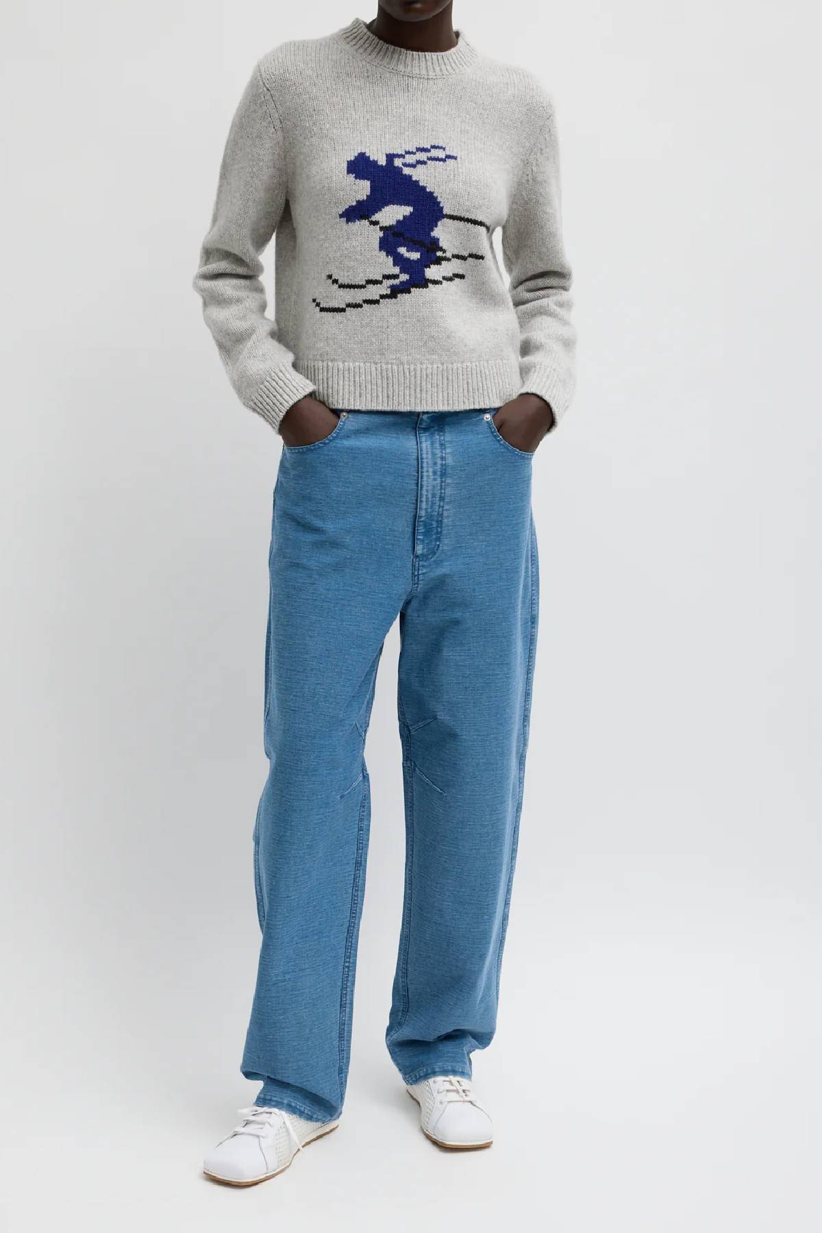 Tibi Soft Wool Ski Sweater Shrunken Sweater - Heather Grey