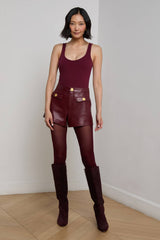 L'AGENCE Dionne Faux Leather Short - Black Cherry