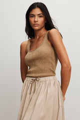 Veronica Beard Birke Merino Wool Tank Top - Dark Khaki