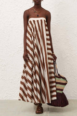 Zimmermann Daylight Stripe Maxi Dress - Choc/ Cream Stripe