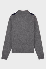 Sporty & Rich Serif Logo Argyle Cashmere Polo - Gray