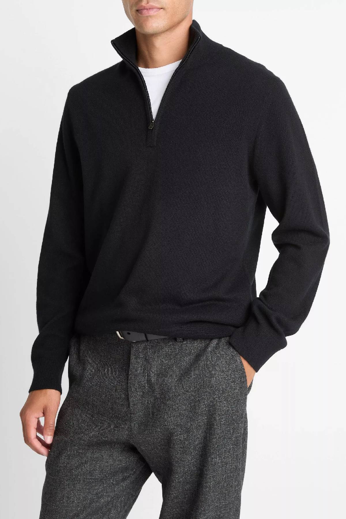 Vince Men's Cashmere Quarter Zip Sweater - Black