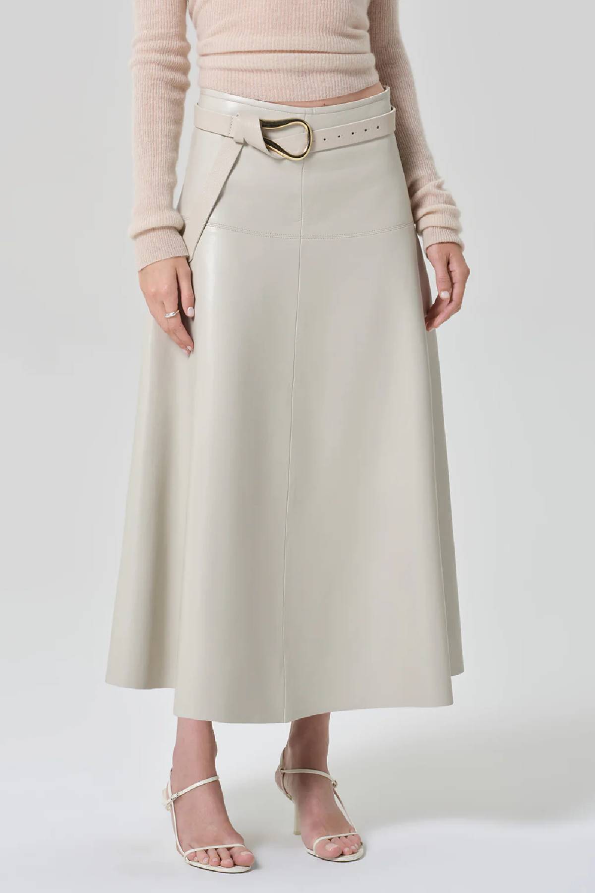 Citizens of Humanity Vita Maxi Leather Skirt - Chalk Grey