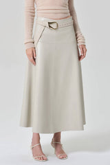 Citizens of Humanity Vita Maxi Leather Skirt - Chalk Grey