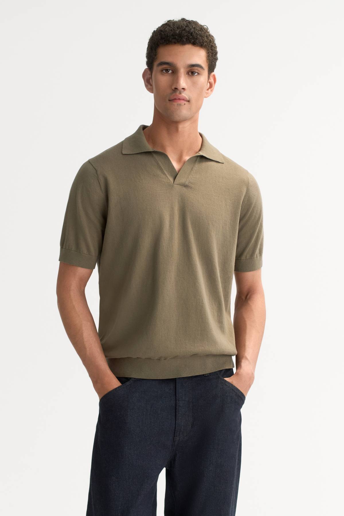 Soft Goat Men's Pique Shirt - Khaki