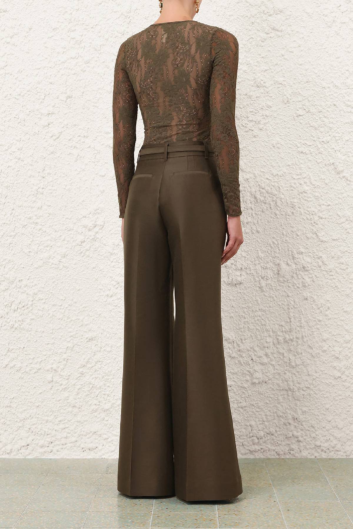 Zimmermann Rebellion Structured Flare Pant - Dark Olive