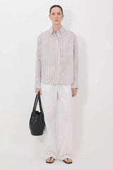 Loulou de Saison Maud Oversized Shirt - Dark Red/ Light Blue