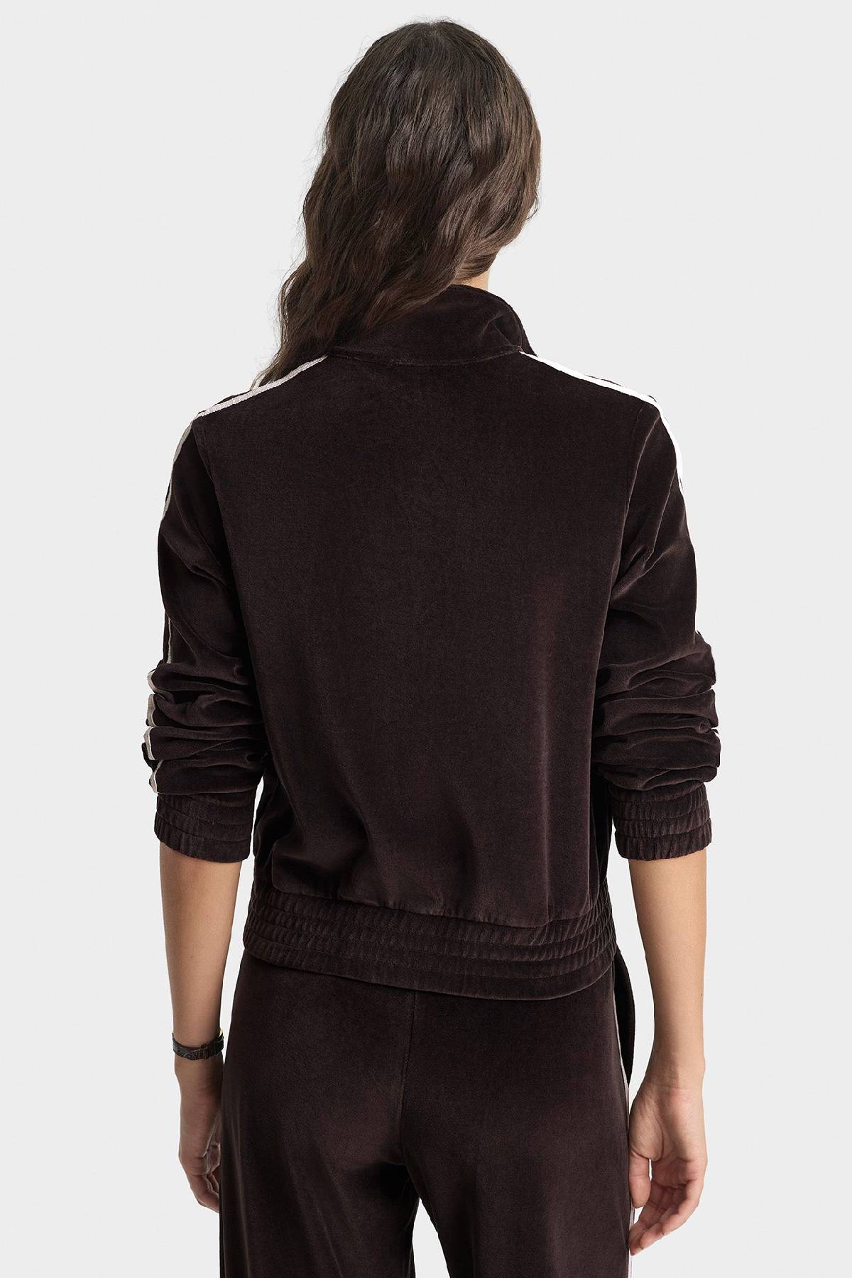 Sporty & Rich NY Crest Elio Velour Track Jacket - Chocolate