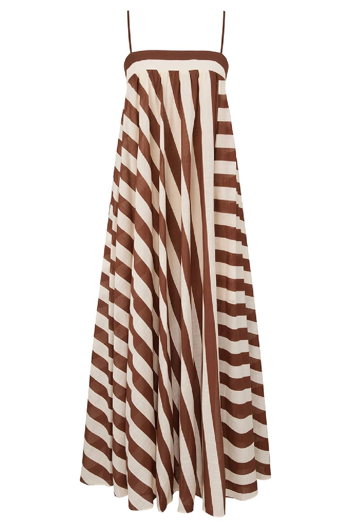 Zimmermann Daylight Stripe Maxi Dress - Choc/ Cream Stripe