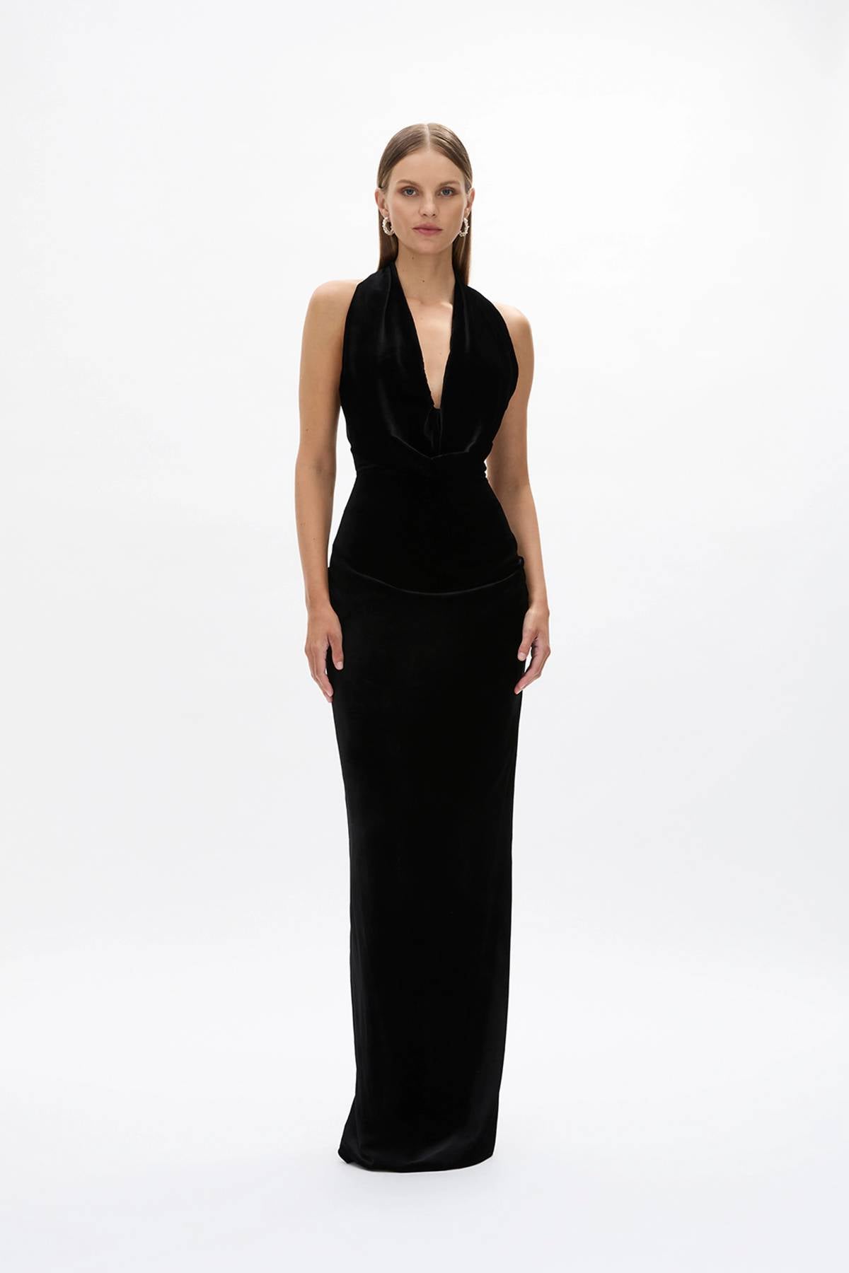 Rachel Gilbert Martin Plunge Gown - Black