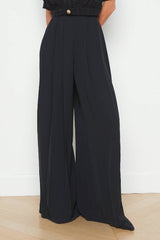 L'AGENCE Nova Pleated Wide-Leg Pant - Black