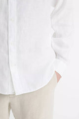 Vince Men's Linen Long Sleeve Shirt - Optic White