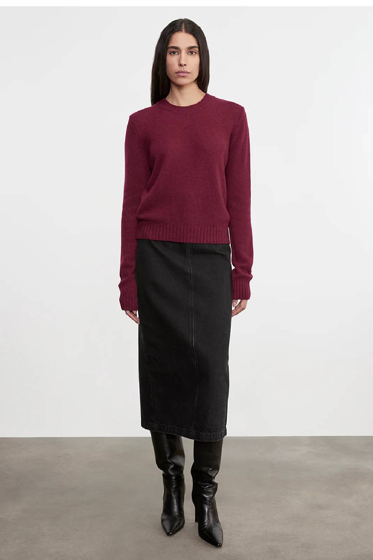 Enza Costa Cashmere Easy Long Sleeve Crew - Barolo