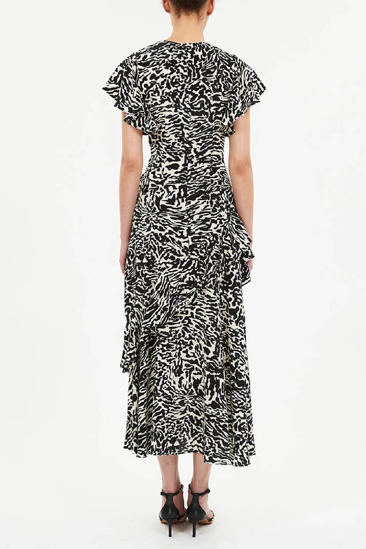 Ulla Johnson Amaia Cascading Ruffle Midi Dress - Spotted Jasper