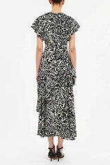 Ulla Johnson Amaia Cascading Ruffle Midi Dress - Spotted Jasper