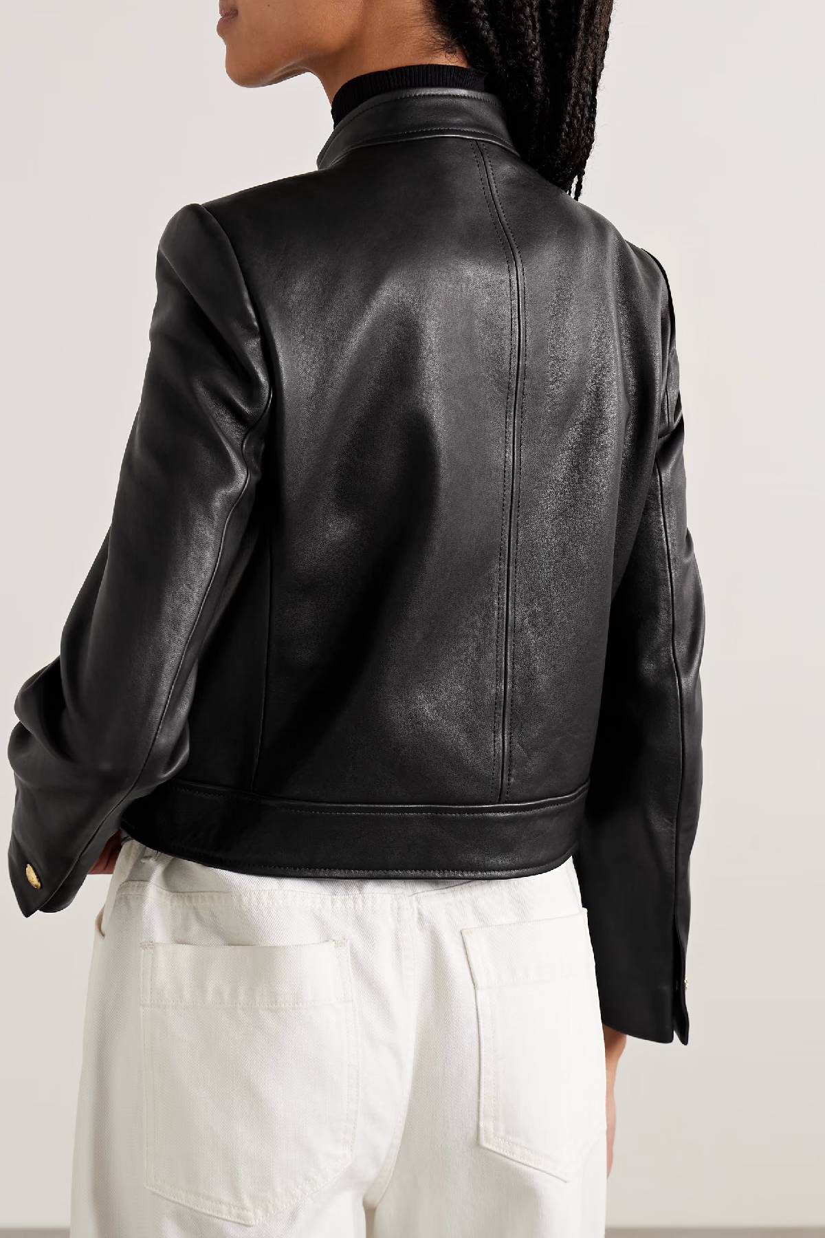 Nili Lotan Hadley Leather Cropped Jacket - Black
