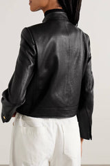 Nili Lotan Hadley Leather Cropped Jacket - Black