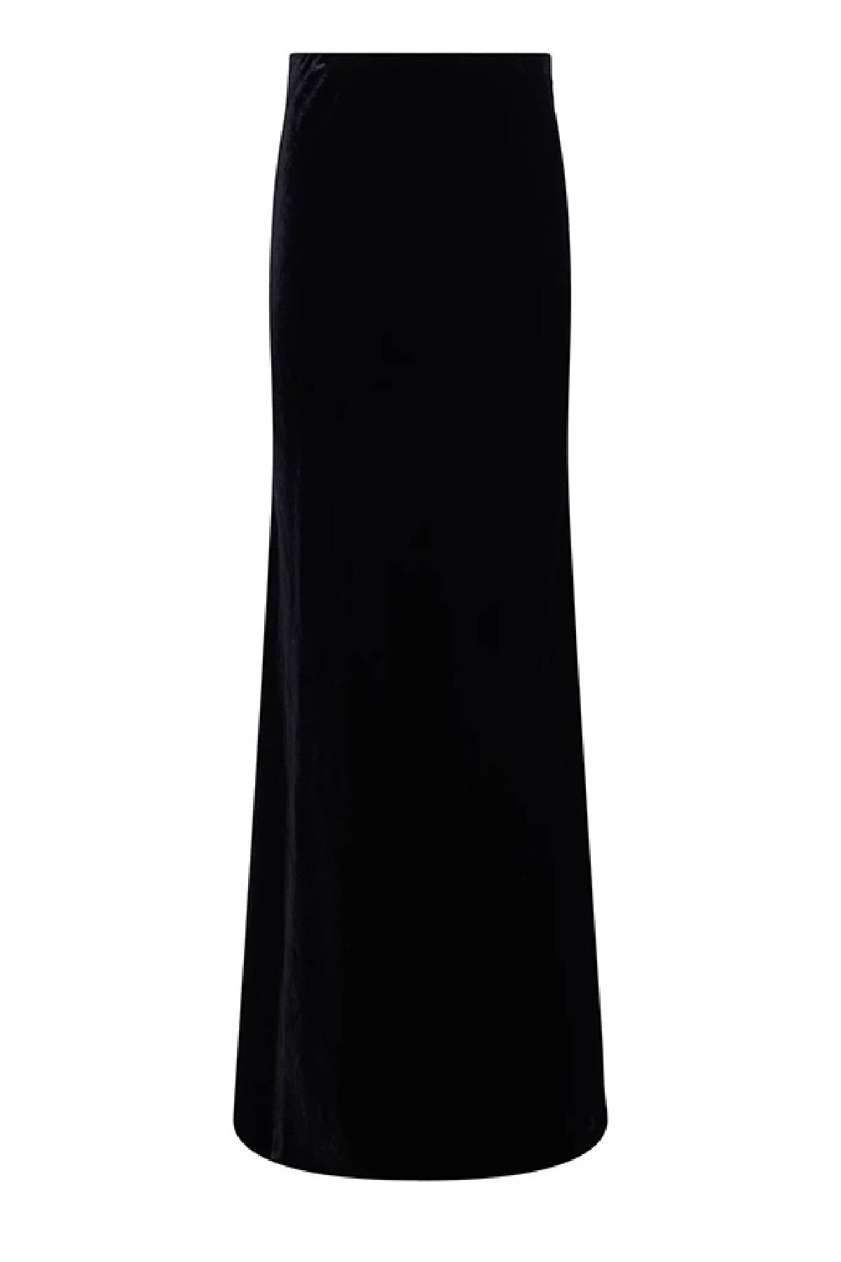 L'AGENCE Zeta Velvet Long Skirt - Black