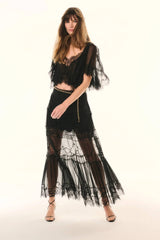 LoveShackFancy Aureline Skirt - Black