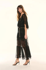 LoveShackFancy Aureline Skirt - Black