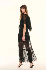 LoveShackFancy Aureline Skirt - Black
