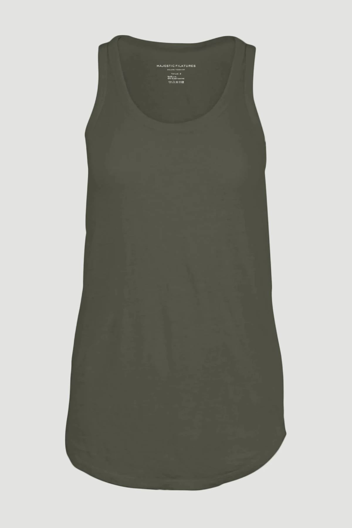 Majestic Filatures Stretch Linen Vintage Dye Tank Top - Militaire HD