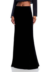 L'AGENCE Zeta Velvet Long Skirt - Black