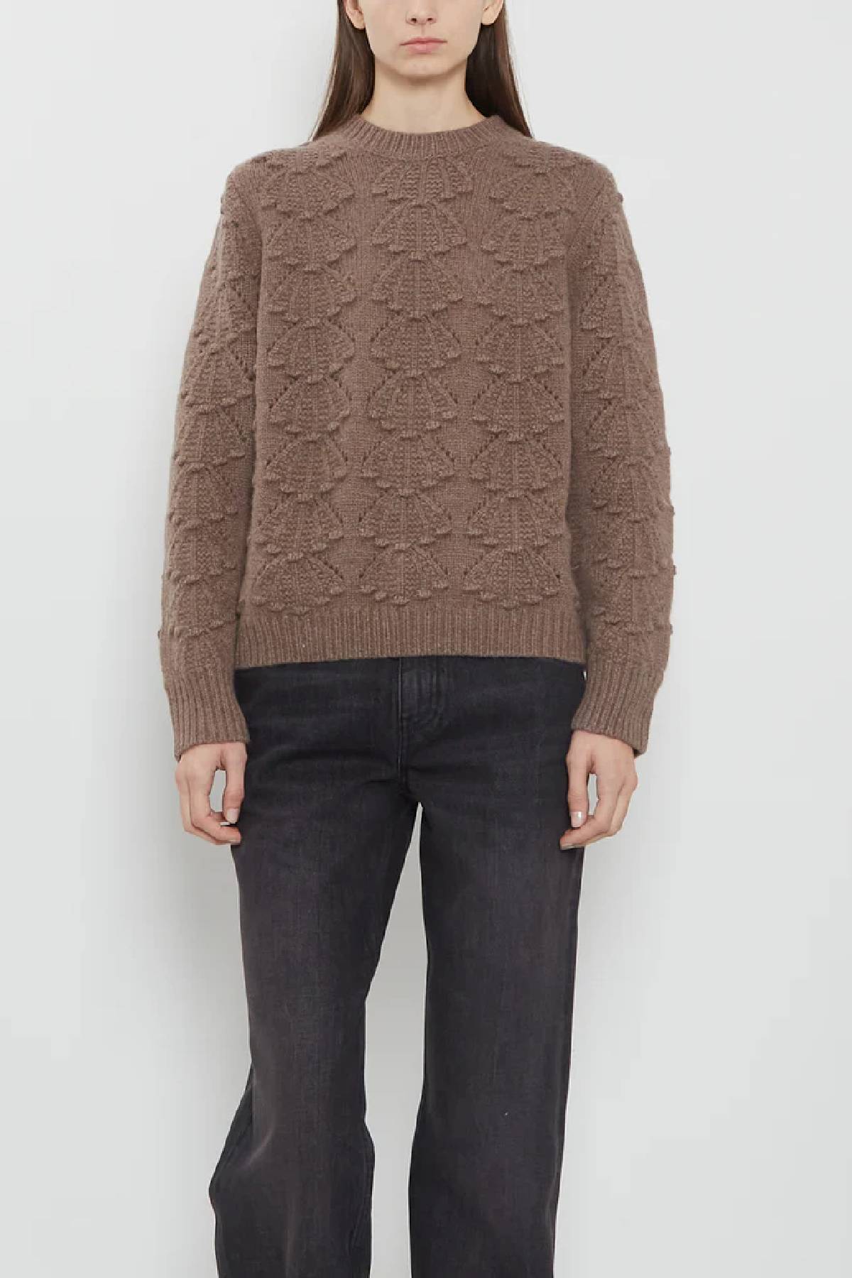 Loulou de Saison Clyde 3D Shell-Knit Sweater - Brown Melange