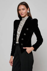 L'AGENCE Bethany Velvet Blazer - Black