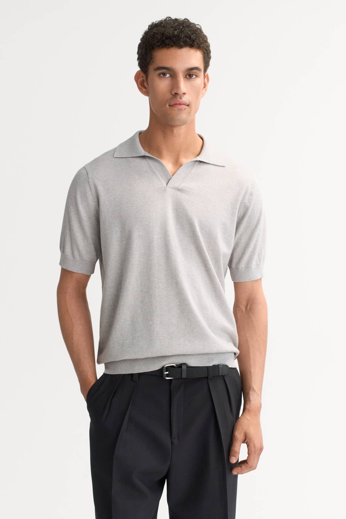 Soft Goat Men's Pique Shirt - Light Grey