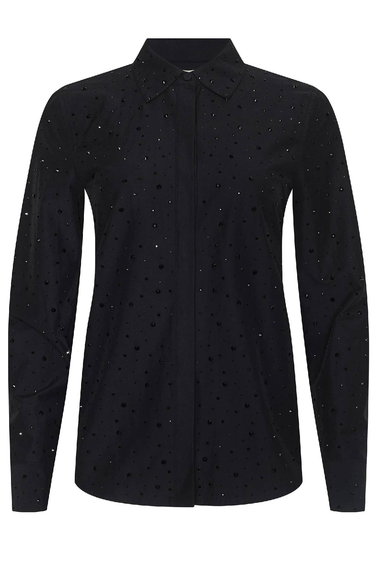 L'AGENCE Ellery Crystal Shirt - Black/ Crystal
