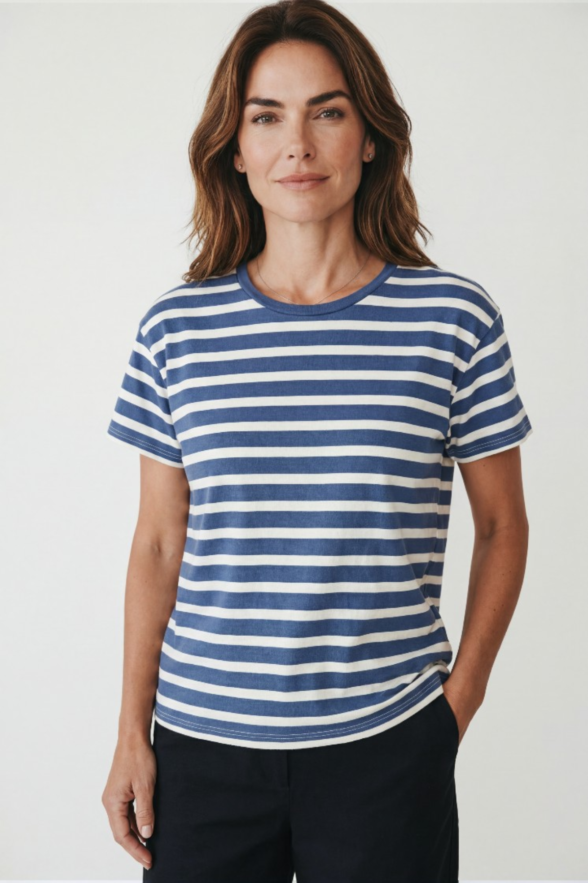 Nili Lotan Brady Tee - French Blue/ Off White Stripe