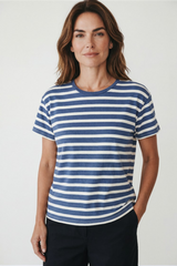 Nili Lotan Brady Tee - French Blue/ Off White Stripe