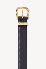 Nili Lotan Louise Belt - Black W/Shiny Brass Buckle
