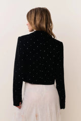 LoveShackFancy Orlisa Cropped Velvet Blazer - Black