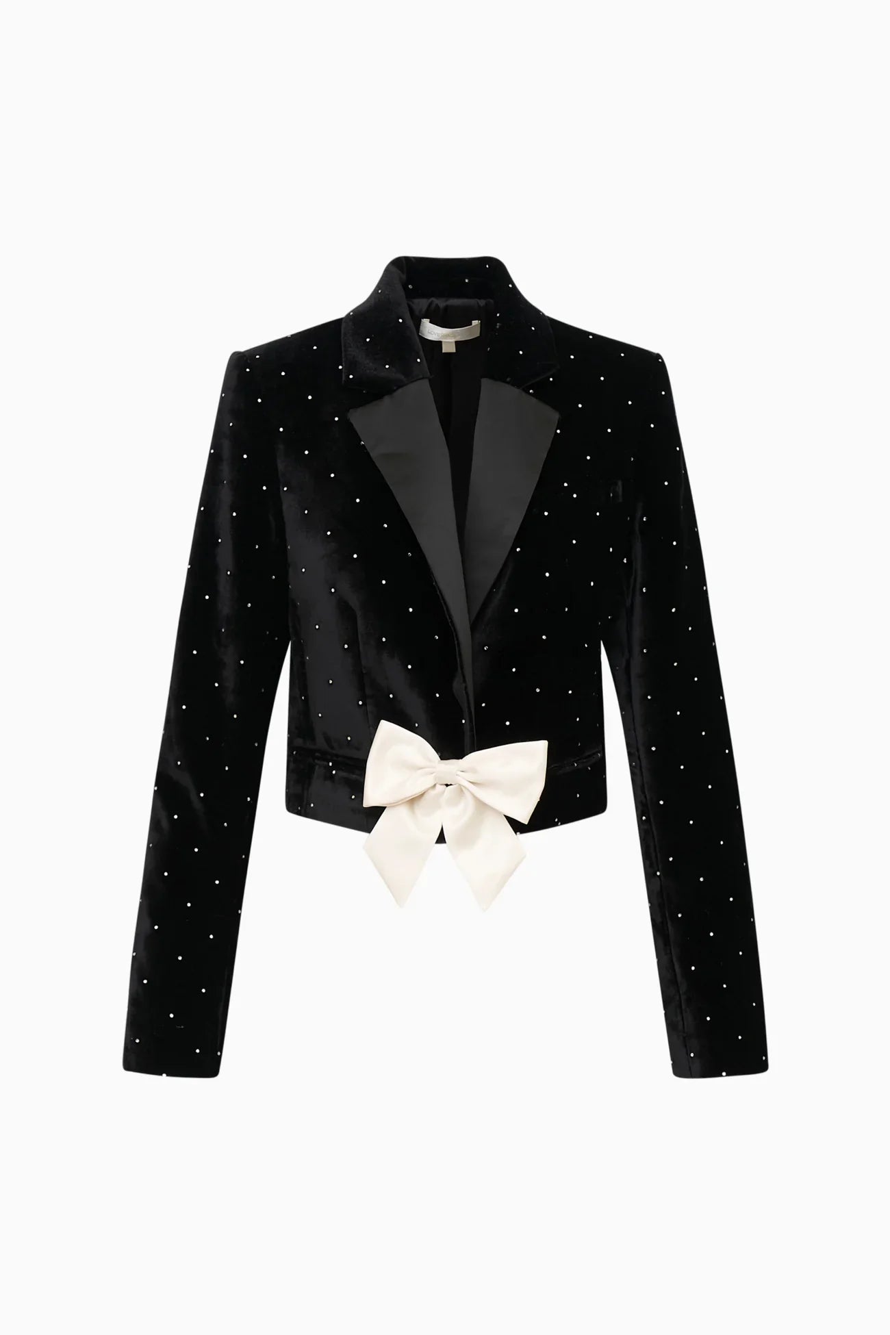 LoveShackFancy Orlisa Cropped Velvet Blazer - Black